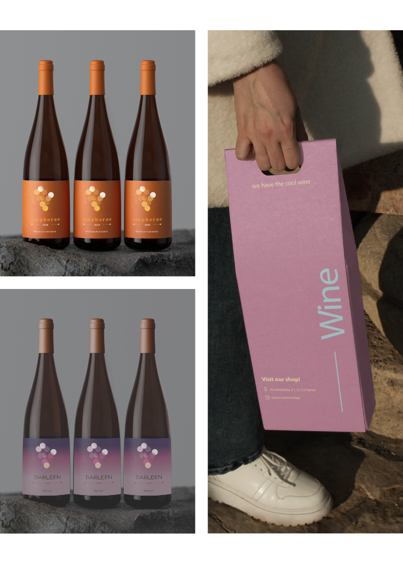 Packaging design selection including wine labels and a wine box
