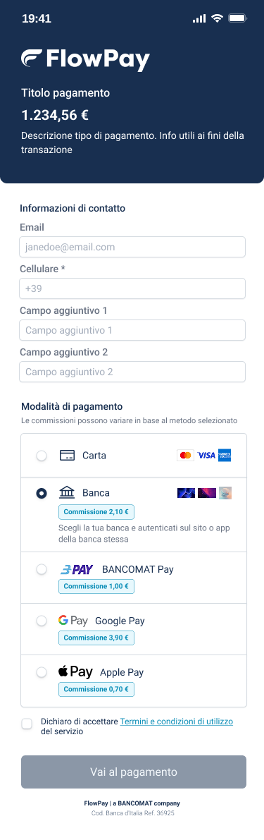Current checkout with contact information and multiple payment methods