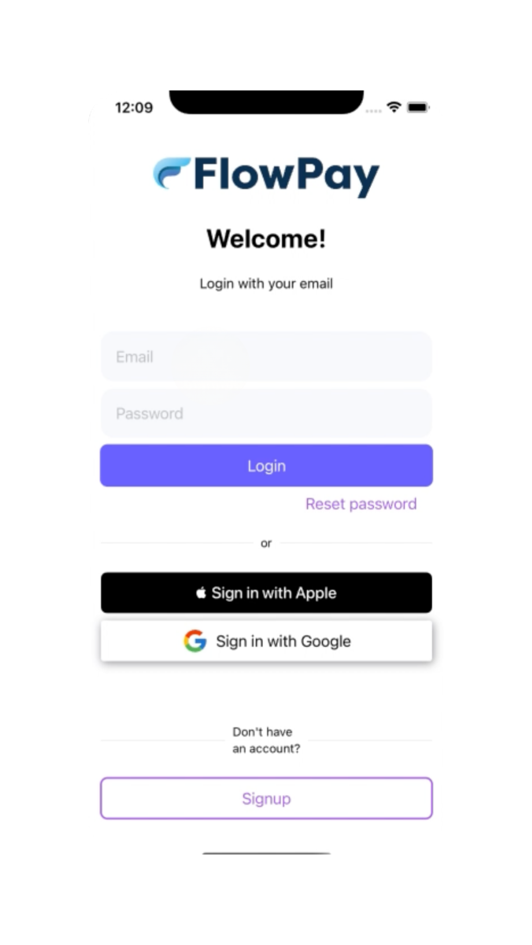 Early checkout login screen