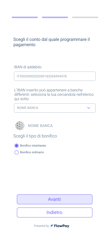 Intermediate checkout payment method selection screen