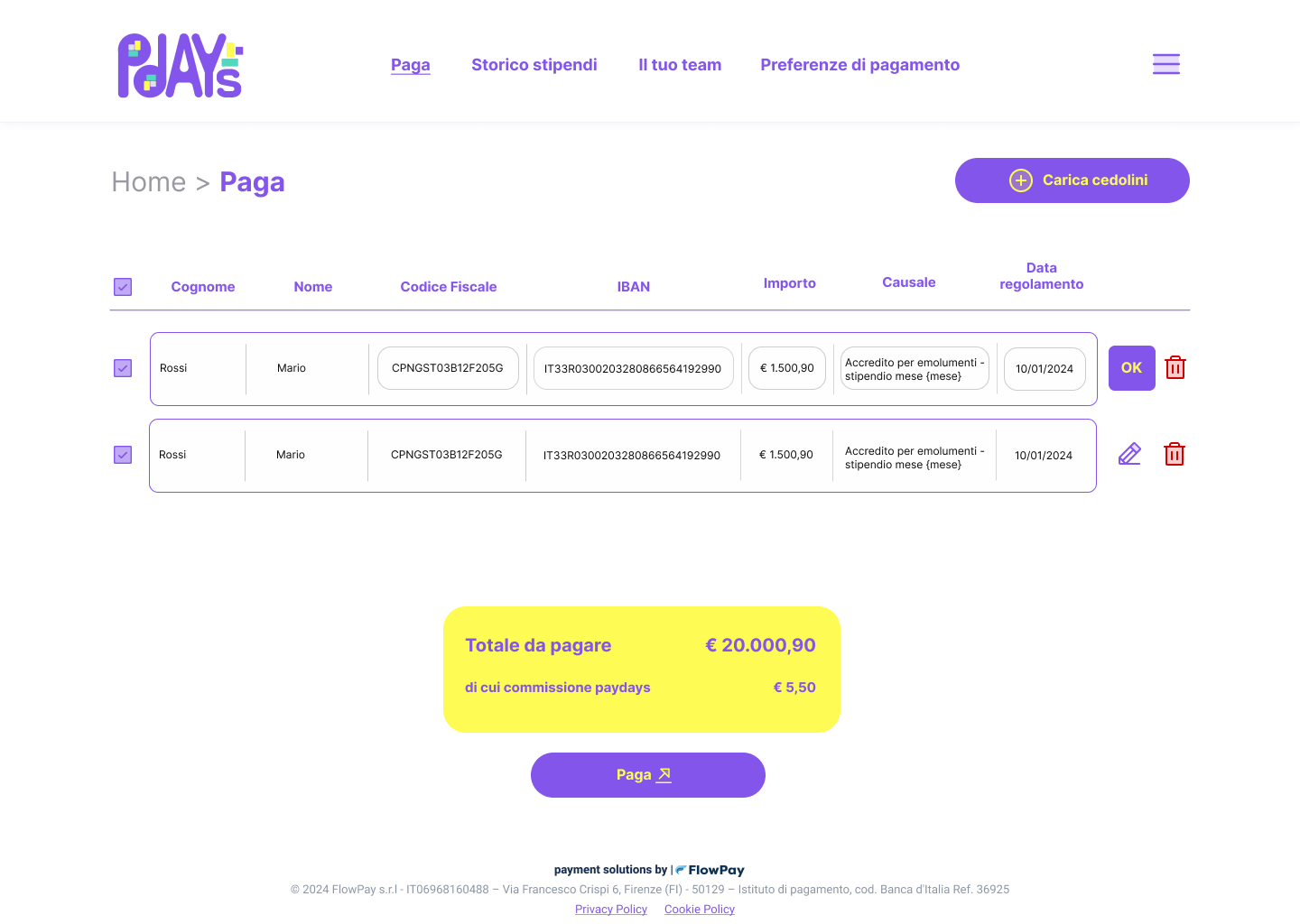 Original Paydays salary payment interface