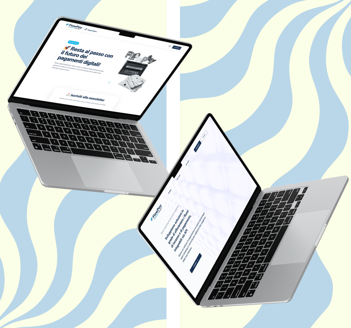 Web design projects displayed on laptop mockups